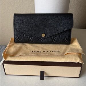 Authentic LV Sarah Monogram Empreinte leather wallet w/ box and dust bag